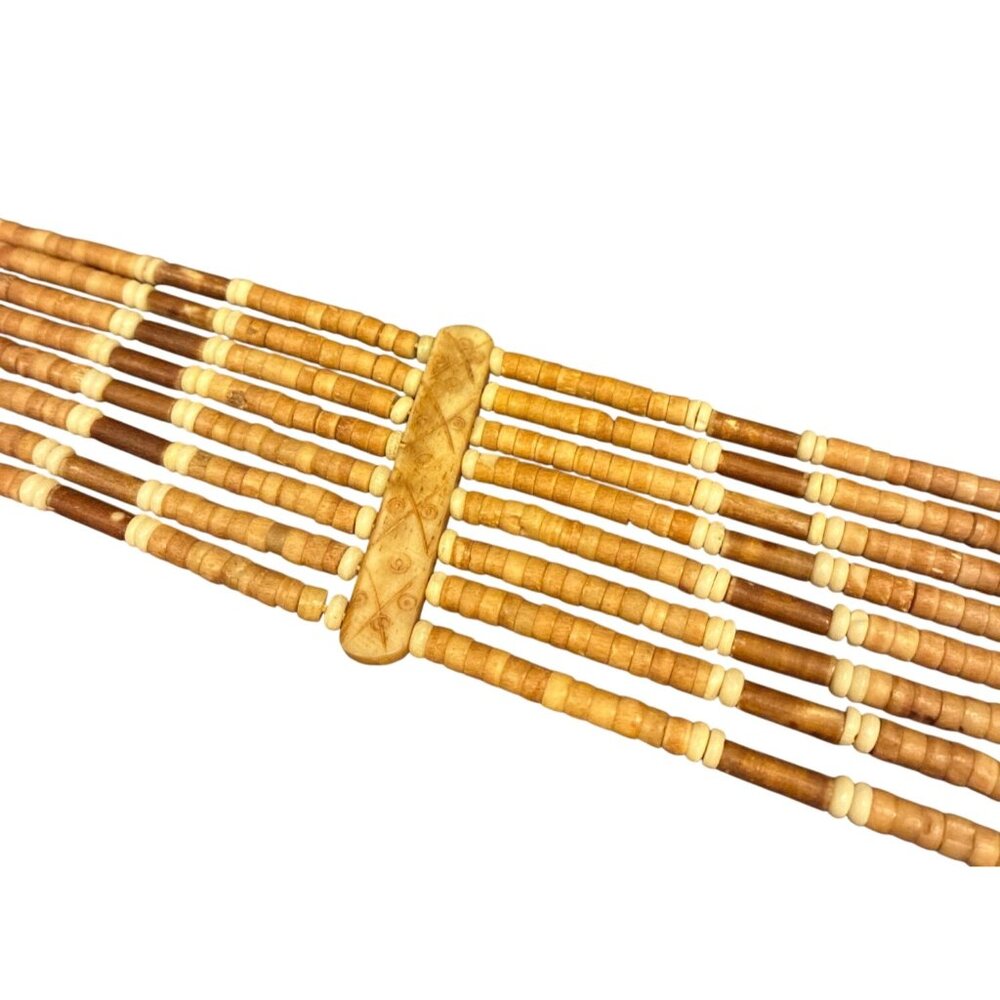 Handcrafted Multi-Strand Beaded Belt Tribal-Inspired Carvings African 80s - Picture 6 of 6